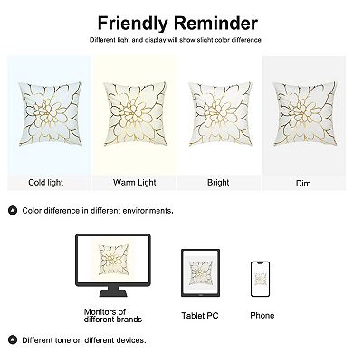 Gold Stamping Soft Outdoor Square Throw Pillow Covers Flower Print
