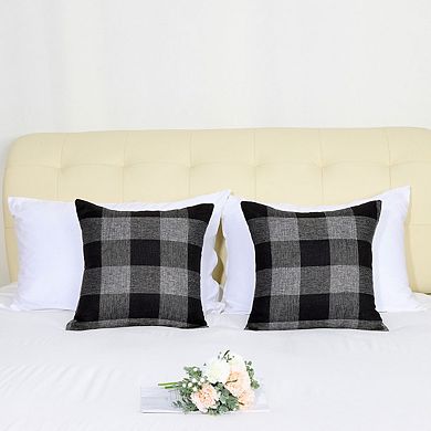 2 Pcs Throw Pillow Case Classic Retro Plaid Cushion Cover Protector Polyester 22" x 22"