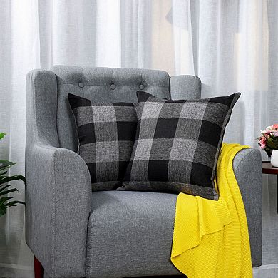 2 Pcs Throw Pillow Case Classic Retro Plaid Cushion Cover Protector Polyester 22" x 22"