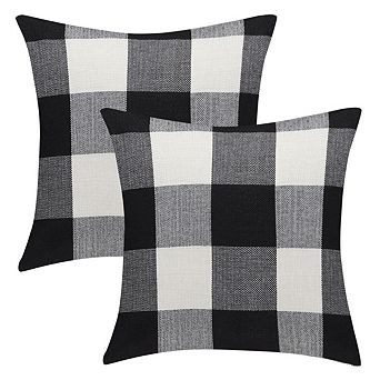 2 pc Throw Pillow Case Classic Retro Plaid Cushion Cover Protector Polyester 22" x 22"