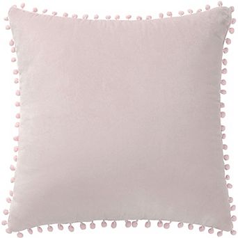 Velvet Pillow Cover With Pompoms For Sofa Bed 1 pc 16" X 16"