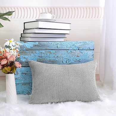 Decorative Throw Pillow Cover Corduroy Corn Striped Cushion Cover, 12" x 18"