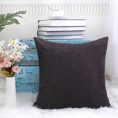 Decorative Throw Pillow Cover Corduroy Corn Striped Cushion Cover, 20" X 20"