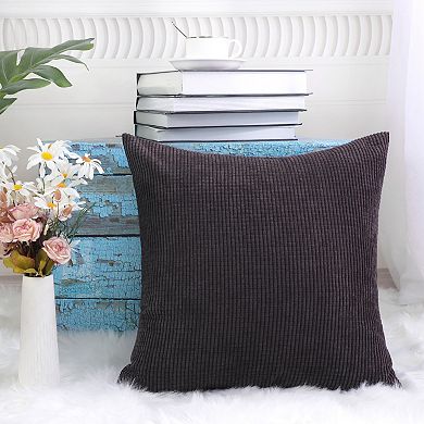 Decorative Throw Pillow Cover Corduroy Corn Striped Cushion Cover, 20" x 20"