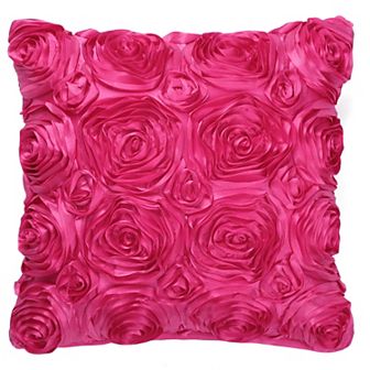 Decorative 3D Satin Floral Rose Flower Throw Pillow Cover Shell Cases