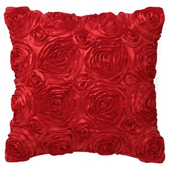 Decorative 3D Satin Floral Rose Flower Throw Pillow Cover Shell Cases