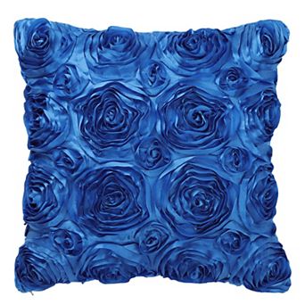 Decorative 3D Satin Floral Rose Flower Throw Pillow Cover Shell Cases