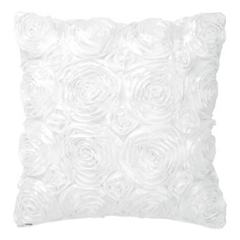 Decorative 3D Satin Floral Rose Flower Throw Pillow Cover Shell Cases