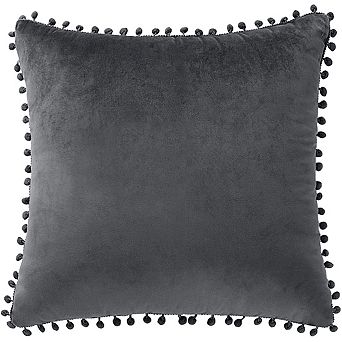Velvet Pillow Cover with Pompoms for Sofa Bed 1 pc 20" x 20"