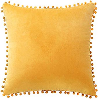 Velvet Pillow Cover with Pompoms for Sofa Bed 1 pc 20" x 20"