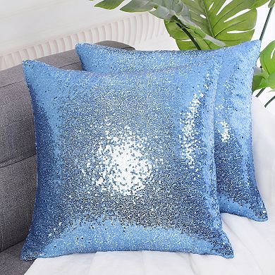 Decorative Square Shiny Sparkling Comfy Sequin Throw Pillow Cover Sofa Couch