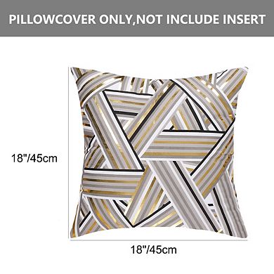 2 PCS Gold Geometric Striped Polyester Square Throw Pillow Cover 18" x 18"
