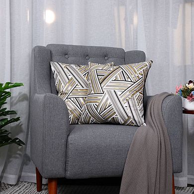 2 PCS Gold Geometric Striped Polyester Square Throw Pillow Cover 18" x 18"