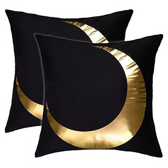 Gold Stamping Soft Square Throw Pillow Covers Set Half-Moon Print