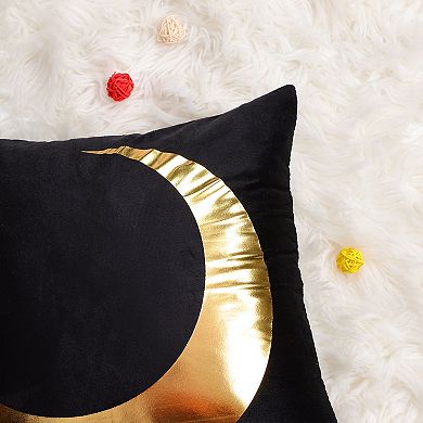 Gold Stamping Soft Square Throw Pillow Covers Set Half-Moon Print