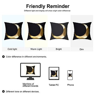 Gold Stamping Soft Square Throw Pillow Covers Set Half-Moon Print