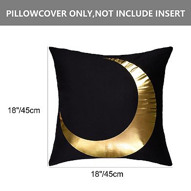 Gold Stamping Soft Square Throw Pillow Covers Set Half-Moon Print
