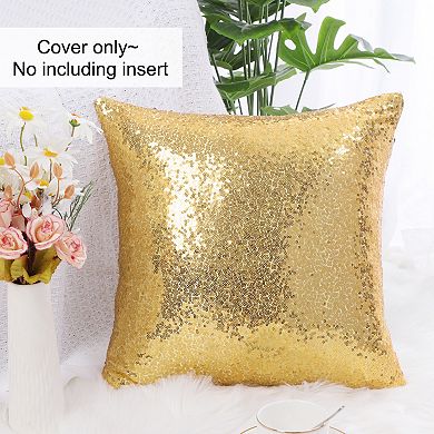 Decorative Square Shiny Sparkling Comfy Sequin Throw Couch Pillow Cover, White