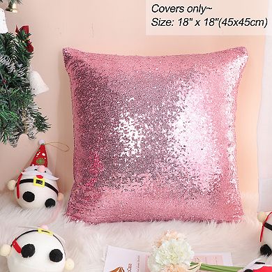 Decorative Square Shiny Sparkling Soft Sequin Throw Pillow Cover Sofa Couch