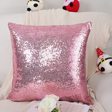 Decorative Square Shiny Sparkling Soft Sequin Throw Pillow Cover Sofa Couch