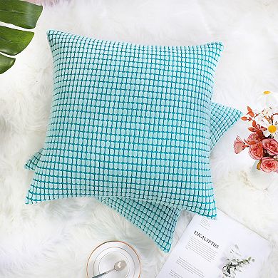 Throw Pillowcase Corn Striped Corduroy Cushion Covers Set of 2 26" x 26"