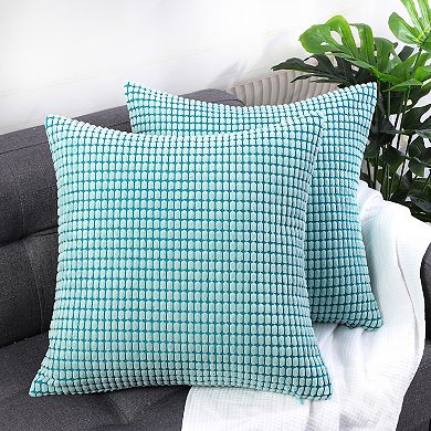 Throw Pillowcase Corn Striped Corduroy Cushion Covers Set of 2 26" x 26"