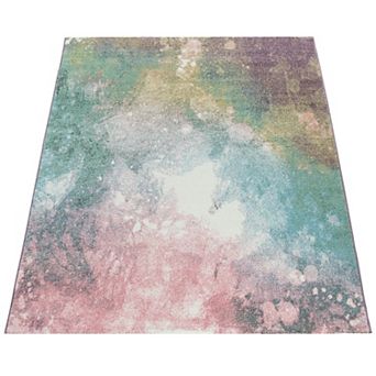 Colorful Area Rug Abstract Artful Design in Multicolor