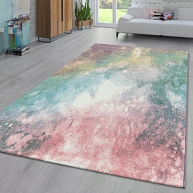 Colorful Area Rug Abstract Artful Design in Multicolor