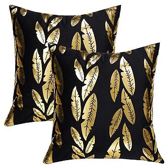 Bronzing Gold Leaves Pattern Throw Pillow Covers Polyster 18" x 18"
