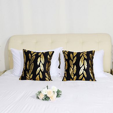 Bronzing Gold Leaves Pattern Throw Pillow Covers Polyster 18" x 18"