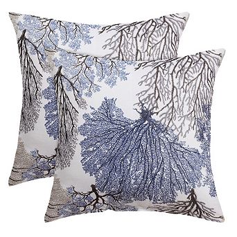 2 pc Soft Polyester Coral Printed Throw Pillowcase 18" x 18"