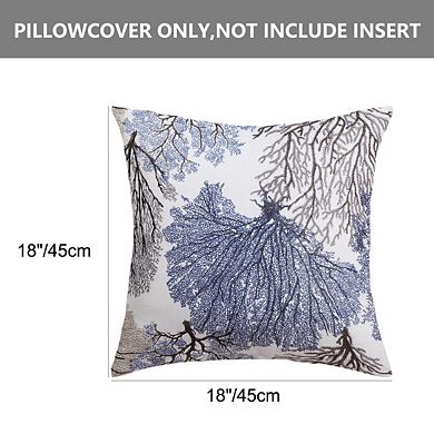 2 Pcs Soft Polyester Coral Printed Throw Pillowcase 18" x 18"