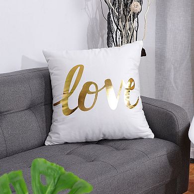 Gold Stamping Soft Square Throw Pillow Covers Set Love Letter