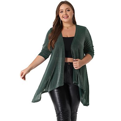 Women Plus Size Sparkly Cardigan Open Front Metallic Shrug Shiny Sequin Cardigan