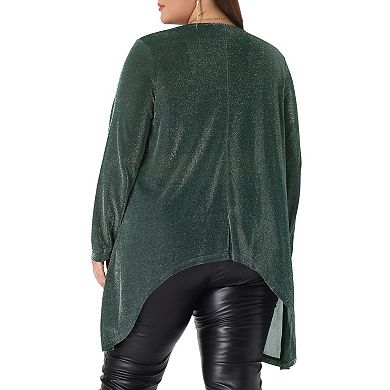 Women Plus Size Sparkly Cardigan Open Front Metallic Shrug Shiny Sequin Cardigan