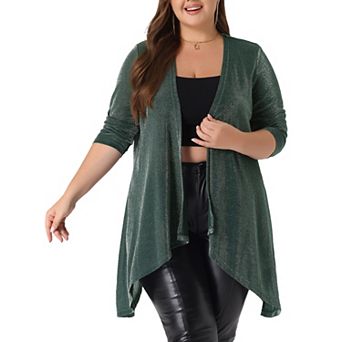 Women Plus Size Sparkly Cardigan Open Front Metallic Shrug Shiny Sequin Cardigan