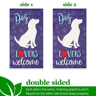 G128 Mini Garden Flag Pet Decoration Dog Lovers Welcome 4"x8" Blockout