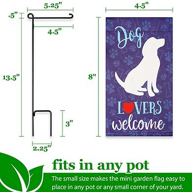 G128 Mini Garden Flag Pet Decoration Dog Lovers Welcome 4"x8" Blockout