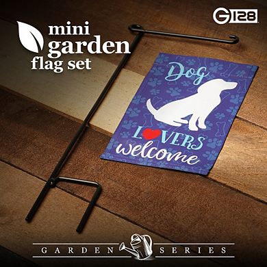 G128 Mini Garden Flag Pet Decoration Dog Lovers Welcome 4"x8" Blockout