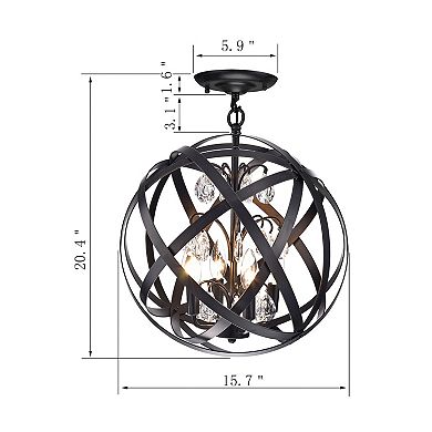 Greenville Signature Semi-Flush 4-Light Globe Chandelier for Dining/Living Room, Bedroom, Entryway