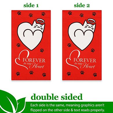 G128 Mini Garden Flag Pet Decoration Forever in My Heart Cozy Cat Memorial 4"x8" Blockout