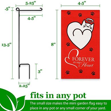 G128 Mini Garden Flag Pet Decoration Forever in My Heart Cozy Cat Memorial 4"x8" Blockout