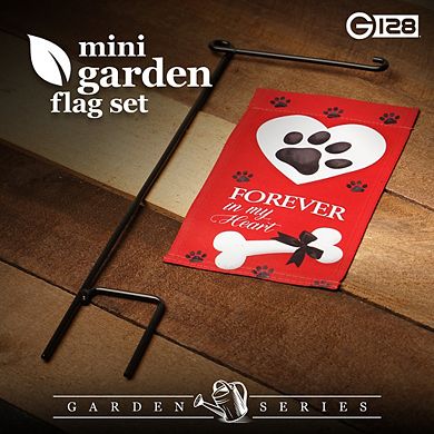 G128 Garden Flag Pet Decoration Forever in My Heart Pawprint Dog Memorial 4"x8"