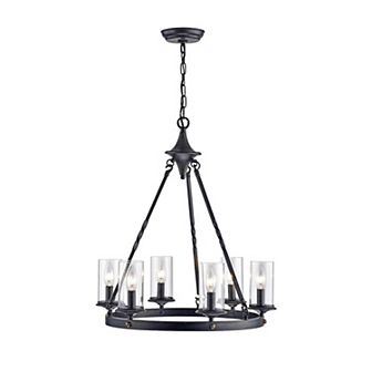 Greenville Signature 6-Light Candle Style Wheel Chandelier for Dining/Living Room, Kitchen Island