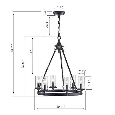 Greenville Signature 6-Light Candle Style Wheel Chandelier for Dining/Living Room, Kitchen Island