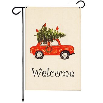 G128 Garden Flag Christmas Decoration Christmas Tree on Car 12"x18"