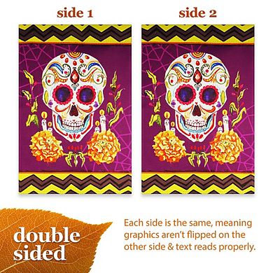 G128 Garden Flag Day of the Dead Sugar Skull 12"x18"