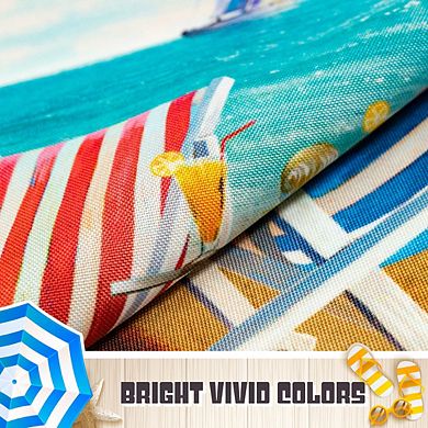 G128 Garden Flag Summer Decoration Beach Summer with Chairs & Umbrella 12"x18"