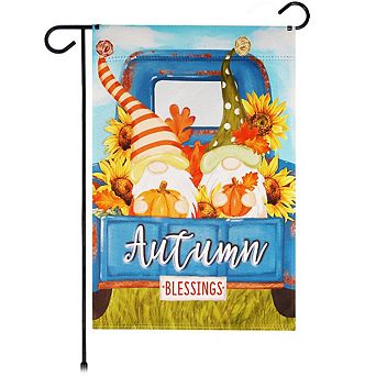 G128 Garden Flag Fall Decoration Autumn Blessings Gnomes with Pumpkins 12"x18"…