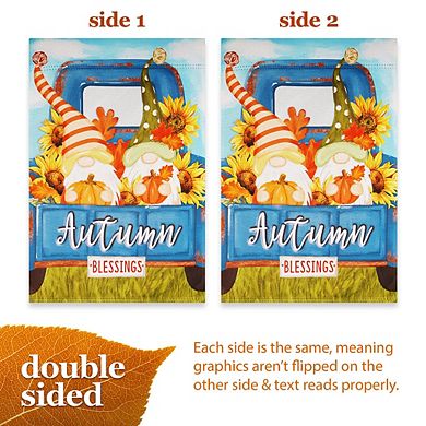 G128 Garden Flag Fall Decoration Autumn Blessings Gnomes with Pumpkins 12"x18"…